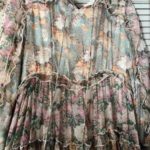 Dainty Jewells Floral Midi Dress in Pastel Blue, Pink, Green